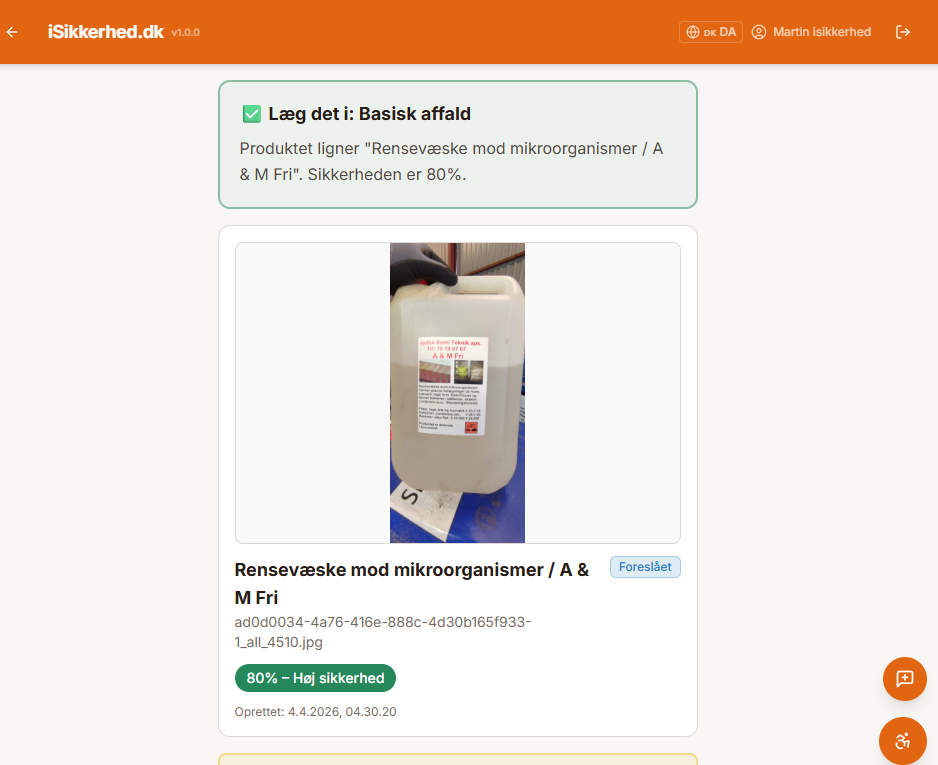 CHEMmatch Dashboard — compliance-overblik med statistik og status-fordeling